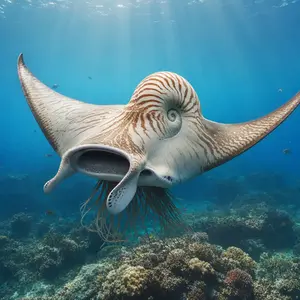 Manta ray + Nautilus